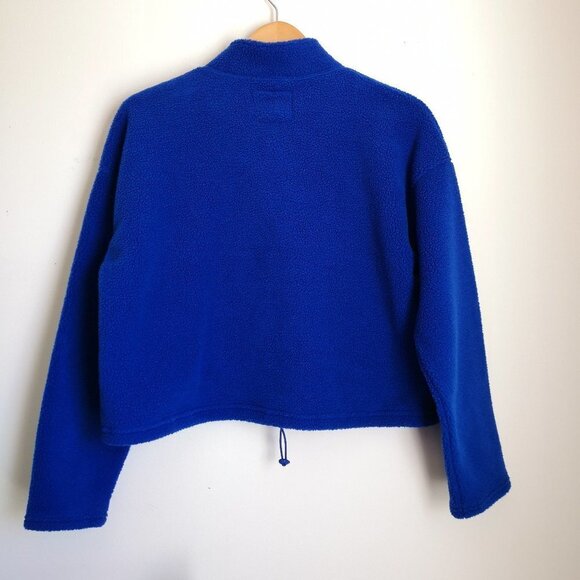 American Eagle Blue Fleece Cropped Quarter Zip Size S - Picture 2 of 5